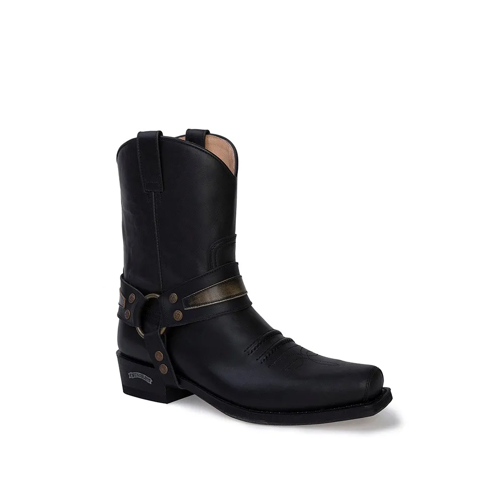 Botas Sendra 13872 Seta 58 Motera para hombre en cuero negro con arnés
