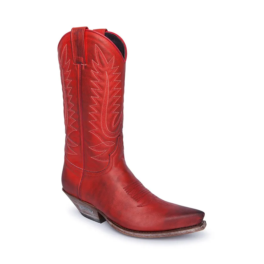 Botas Sendra 14822 Cuervo Western para mujer en cuero rojo
