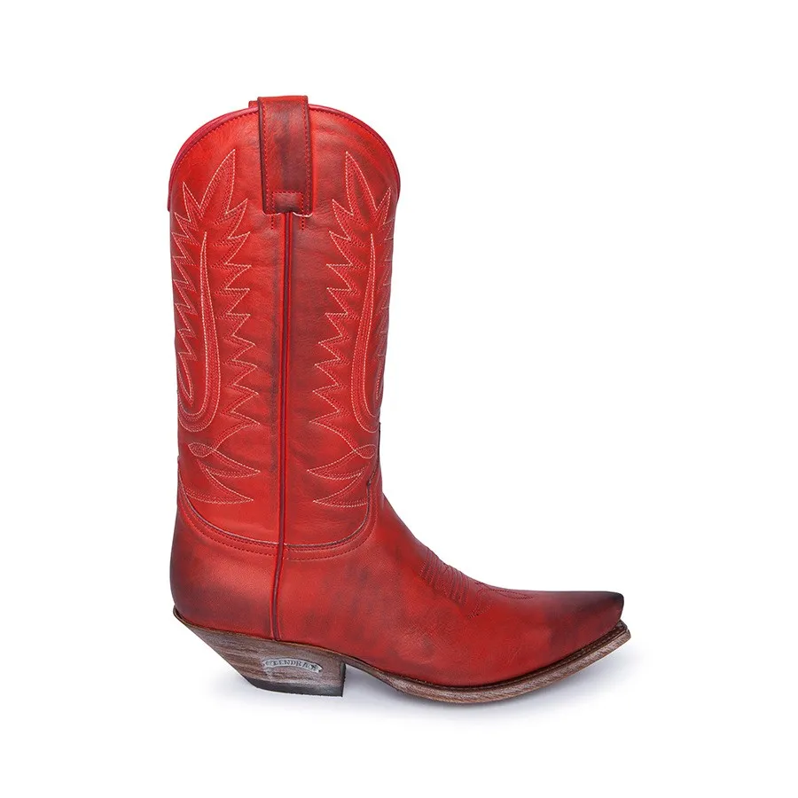 Botas Sendra 14822 Cuervo Western para mujer en cuero rojo