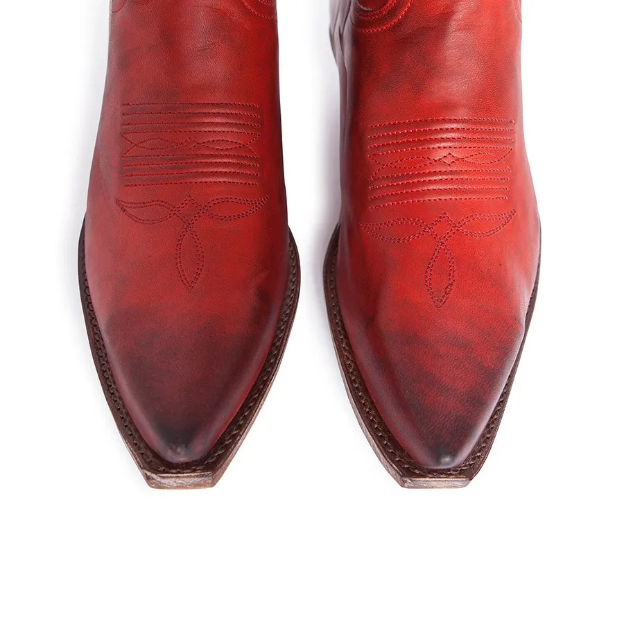 Botas Sendra 14822 Cuervo Western para mujer en cuero rojo