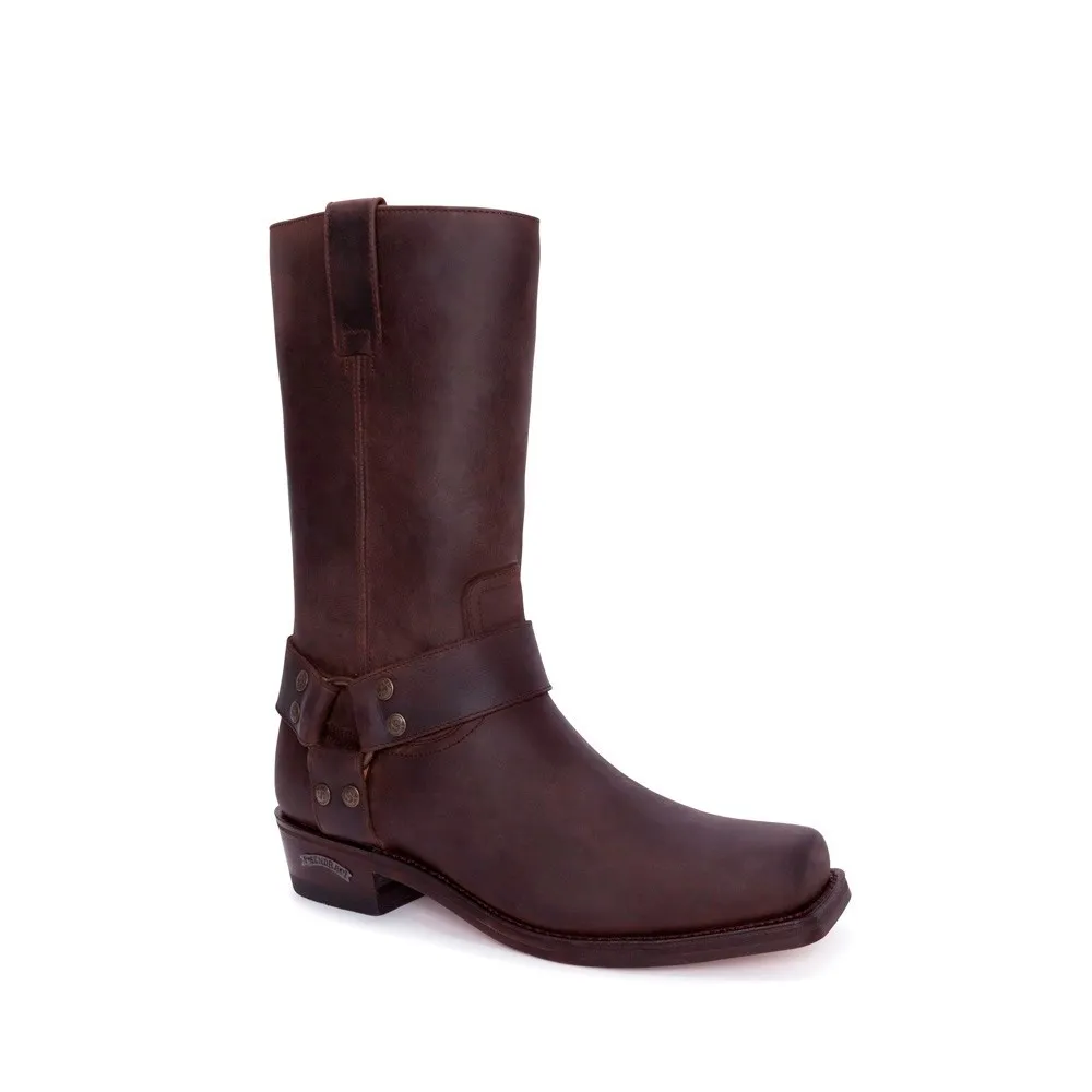 Botas Sendra 1918 33 Motera para hombre en cuero marrón con arnés fijo