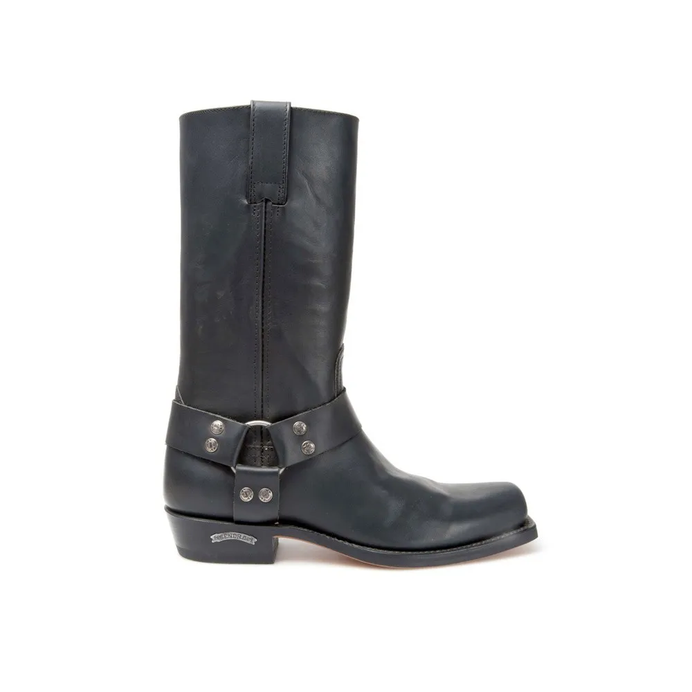 Botas Sendra 1918 33 Motera para hombre en cuero negro con arnés fijo