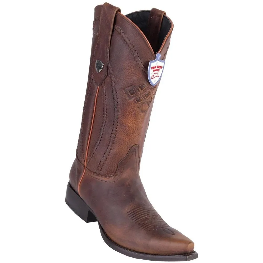 BOTAS VAQUERAS DE CUERO CON PUNTA RECORTADA WW2949940