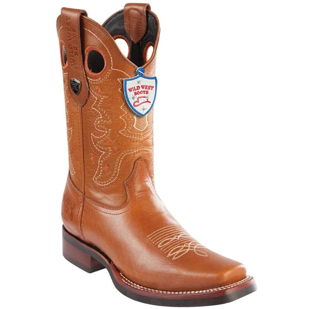 BOTAS VAQUERAS DE CUERO EN HORMA RODEO Y SUELA DE HULE WW28193851
