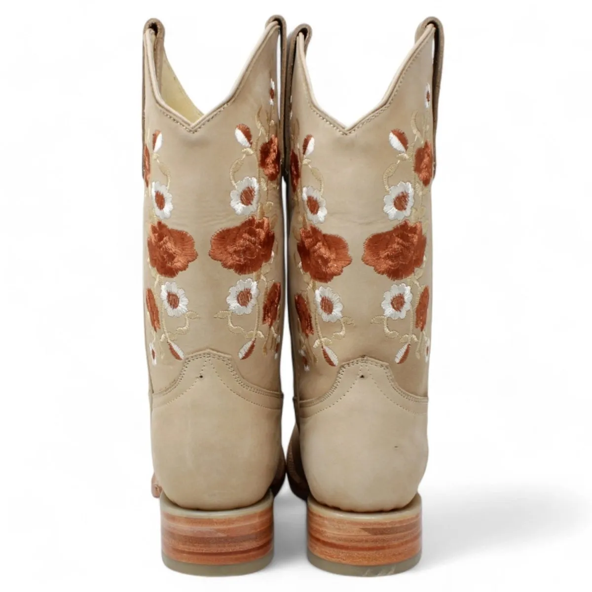 BOTAS VAQUERAS DE CUERO PARA DAMA ACABADO NOBUCK EN HUESO ROD41504