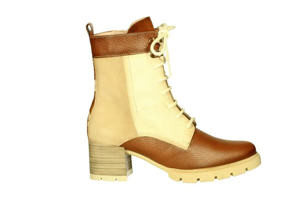 BOTIN CORDON/CREMALLERA PIEL Y NOBUCK CUEROBEIG TACON MEDIO
