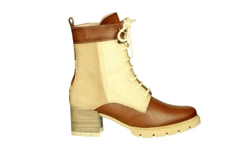 BOTIN CORDON/CREMALLERA PIEL Y NOBUCK CUEROBEIG TACON MEDIO