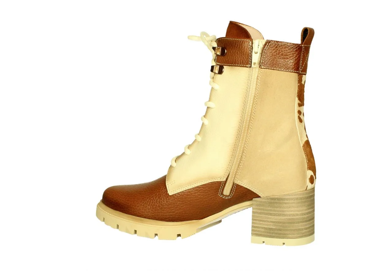 BOTIN CORDON/CREMALLERA PIEL Y NOBUCK CUEROBEIG TACON MEDIO