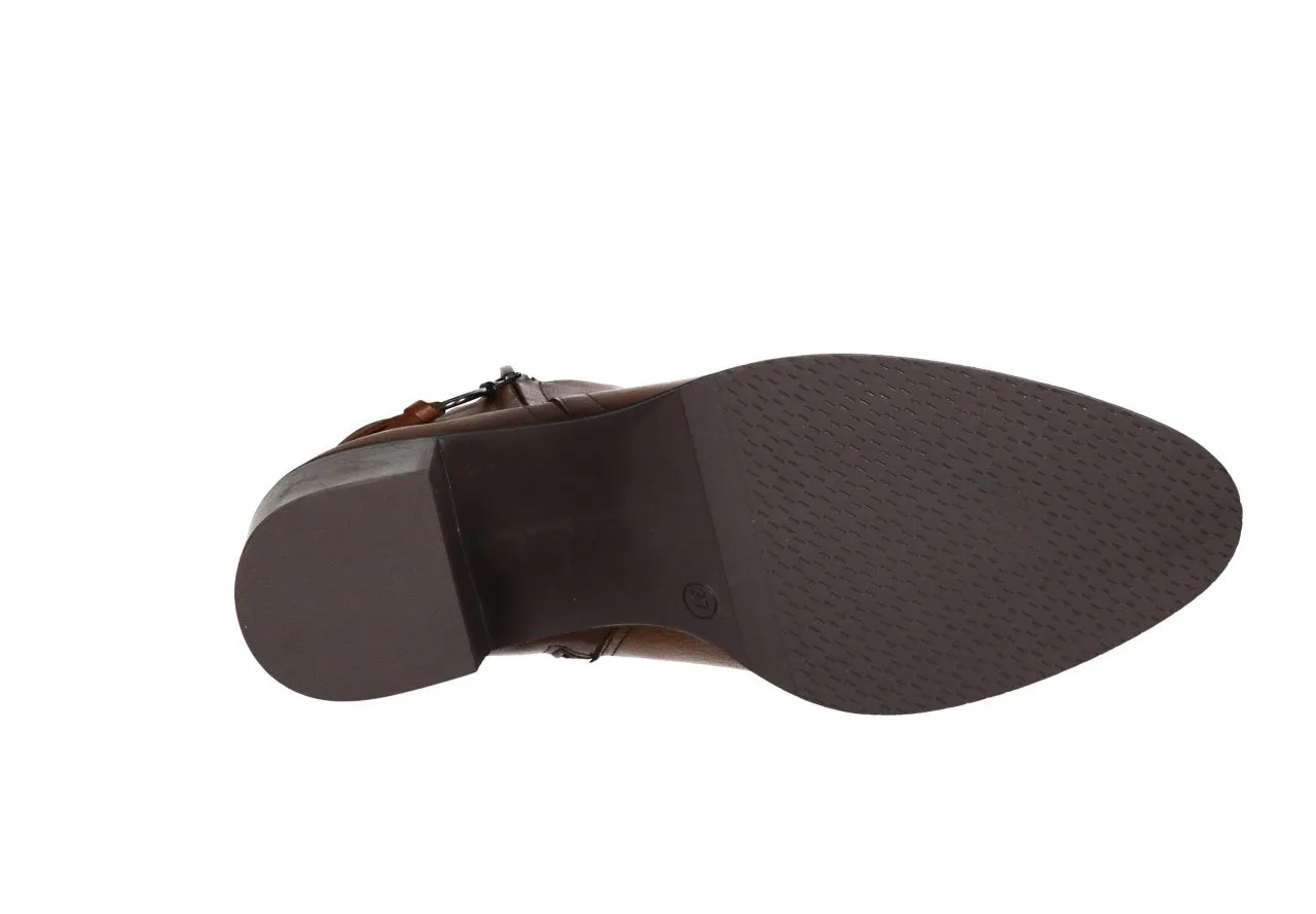 Botin Doble Cremallera Piel Cuero Tacon Medio