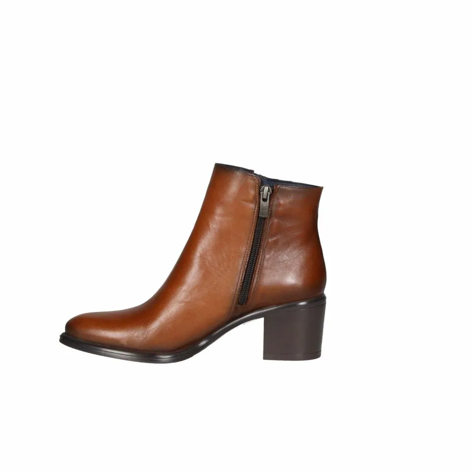 Botin Doble Cremallera Piel Cuero Tacon Medio
