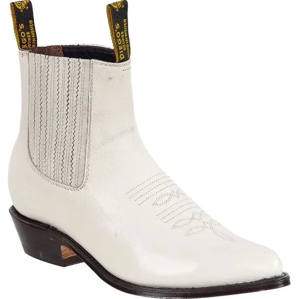 BOTINES CHARROS DE CUERO ORIGINAL HORMA PUNTAL COLOR HUESO DIE63V04