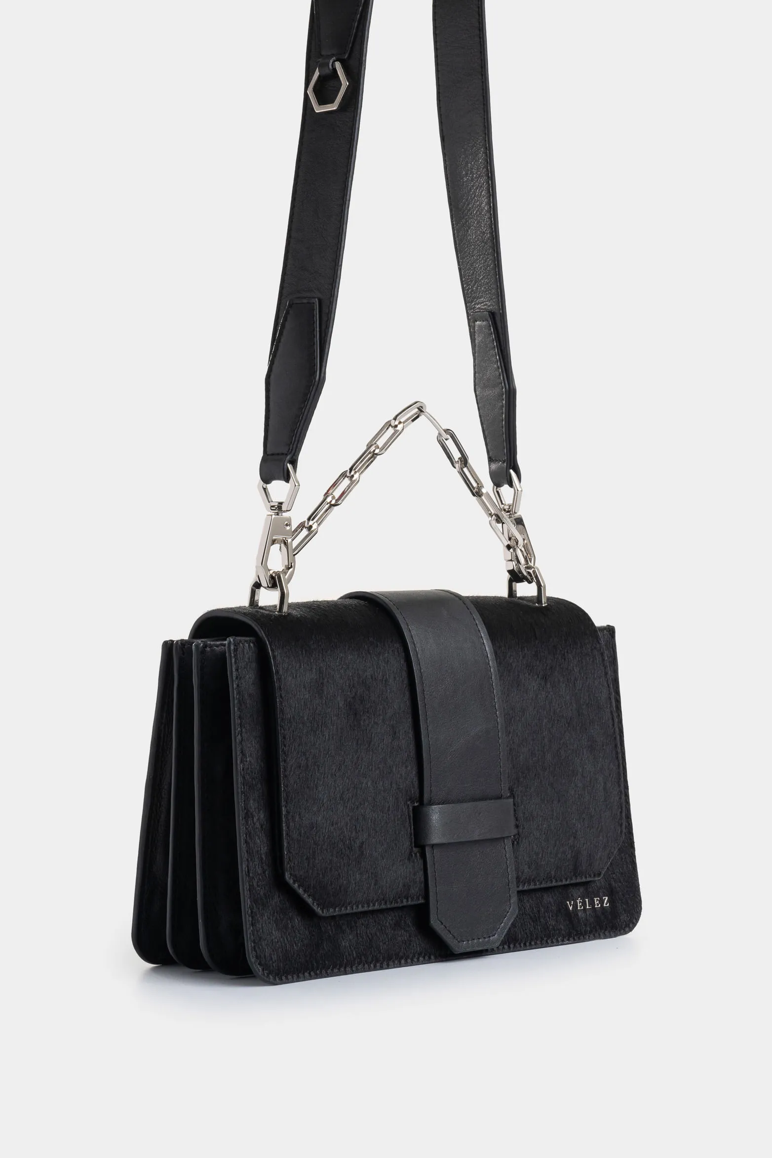 Bowling Garniel maxi de cuero pelo para mujer con cadena