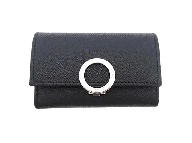 Bulgari Estuche de llaves de cuero Bvlgari Negro 