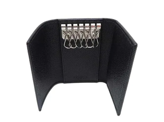 Bulgari Estuche de llaves de cuero Bvlgari Negro 