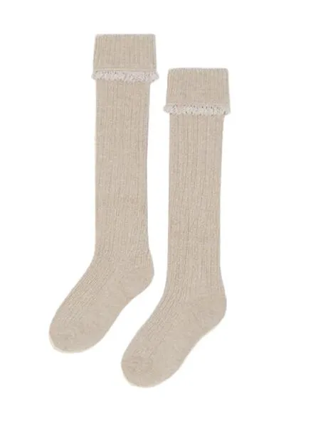 Calcetas Mayoral Puntilla Beige para Niña