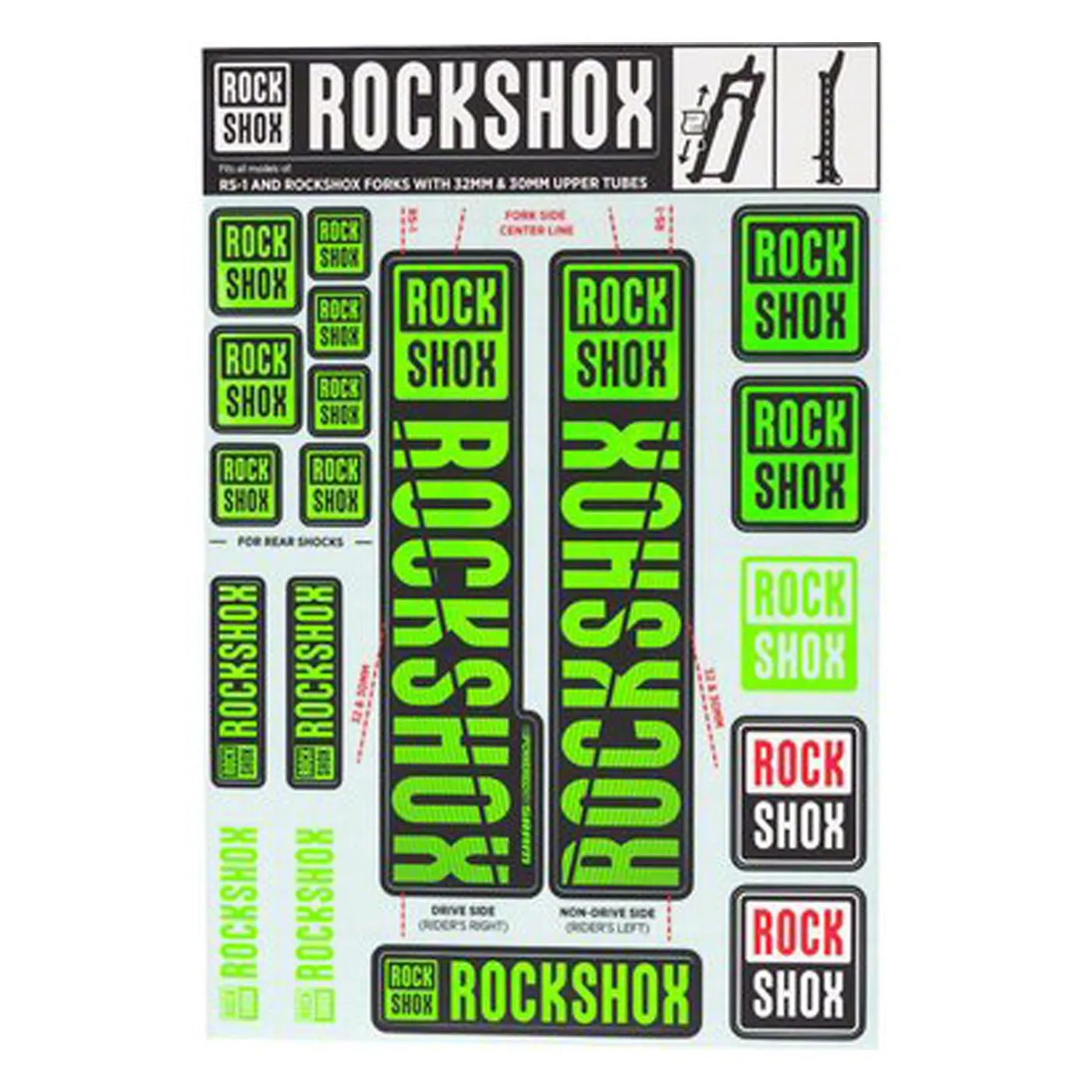 Calcomania para Suspension ROCK SHOX 30/32 RS1 NEO5 VER 11.4318.003.501