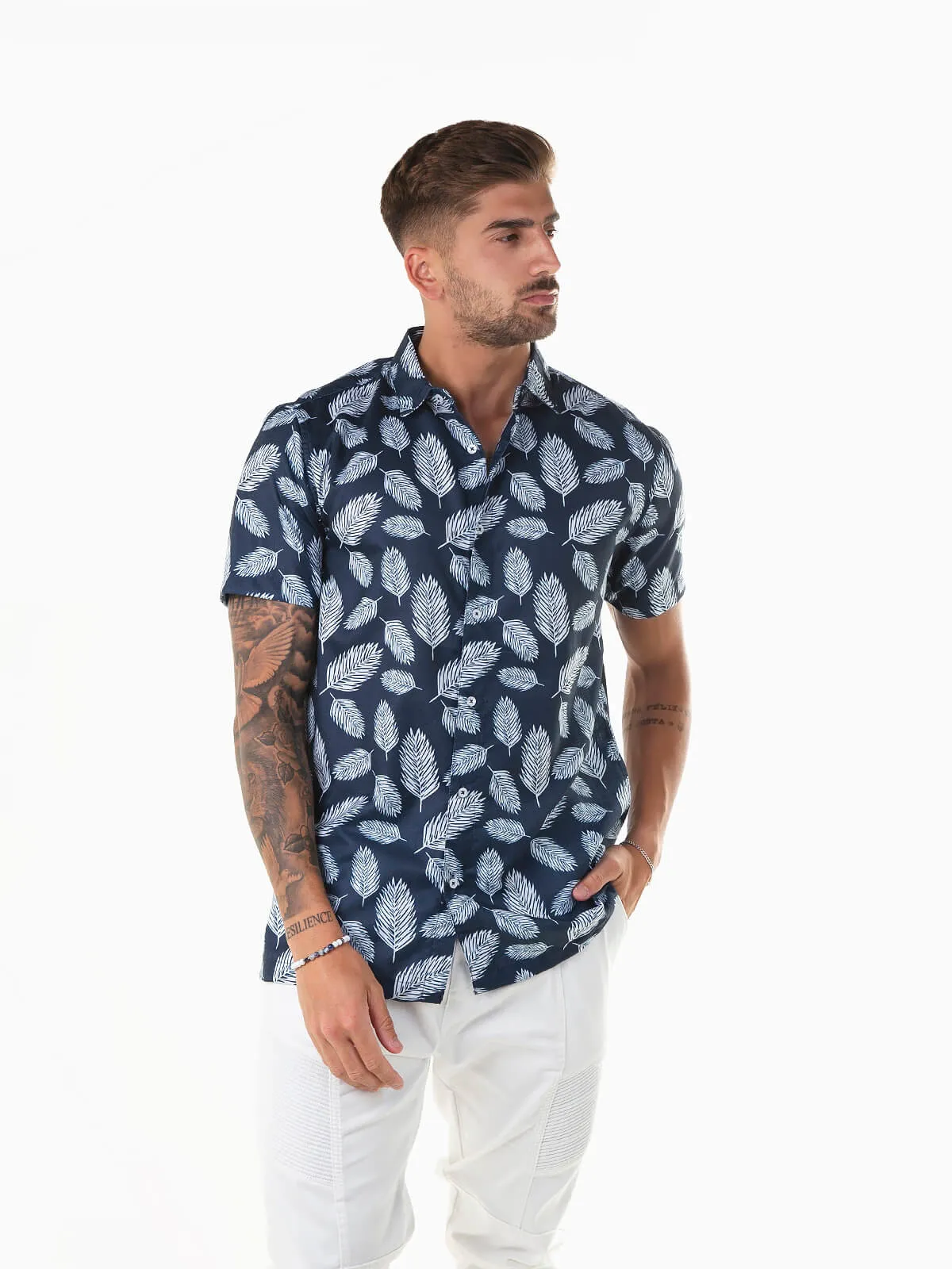 Camisa azul marino manga corta