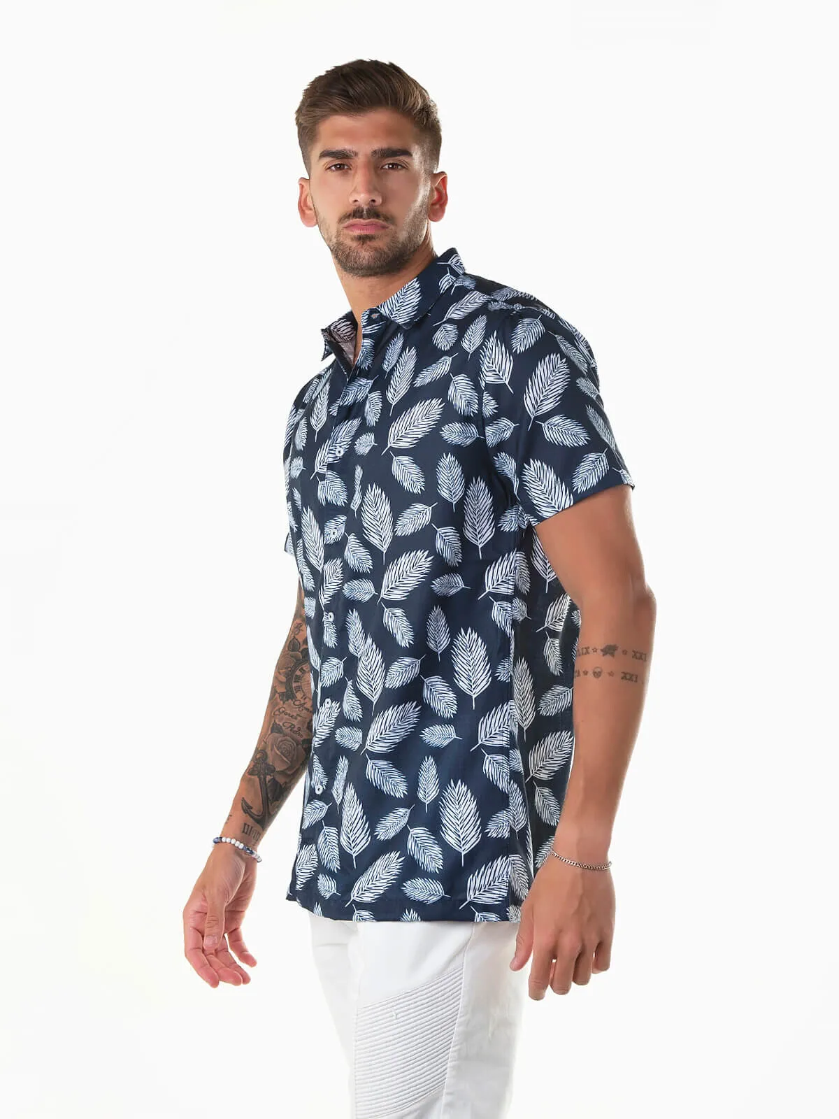 Camisa azul marino manga corta