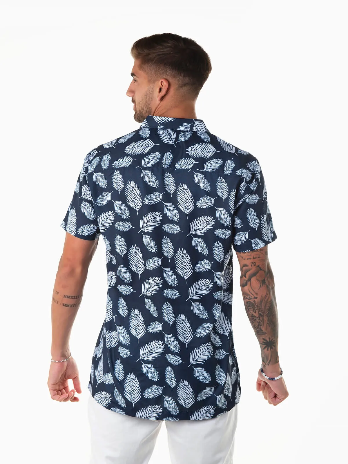Camisa azul marino manga corta