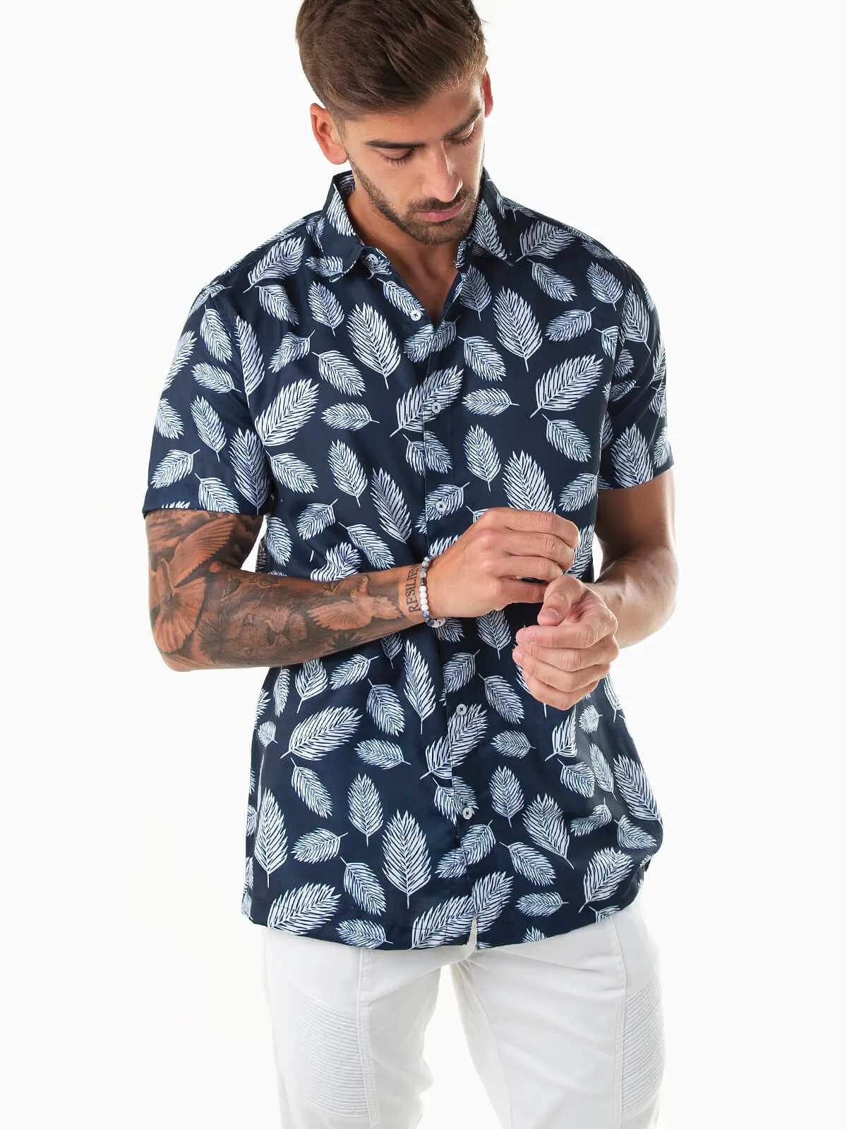 Camisa azul marino manga corta