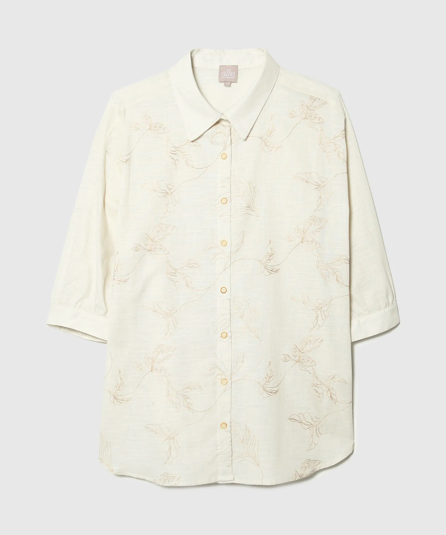 CAMISA MANGA 3/4 CON BORDADO EN FRENTE