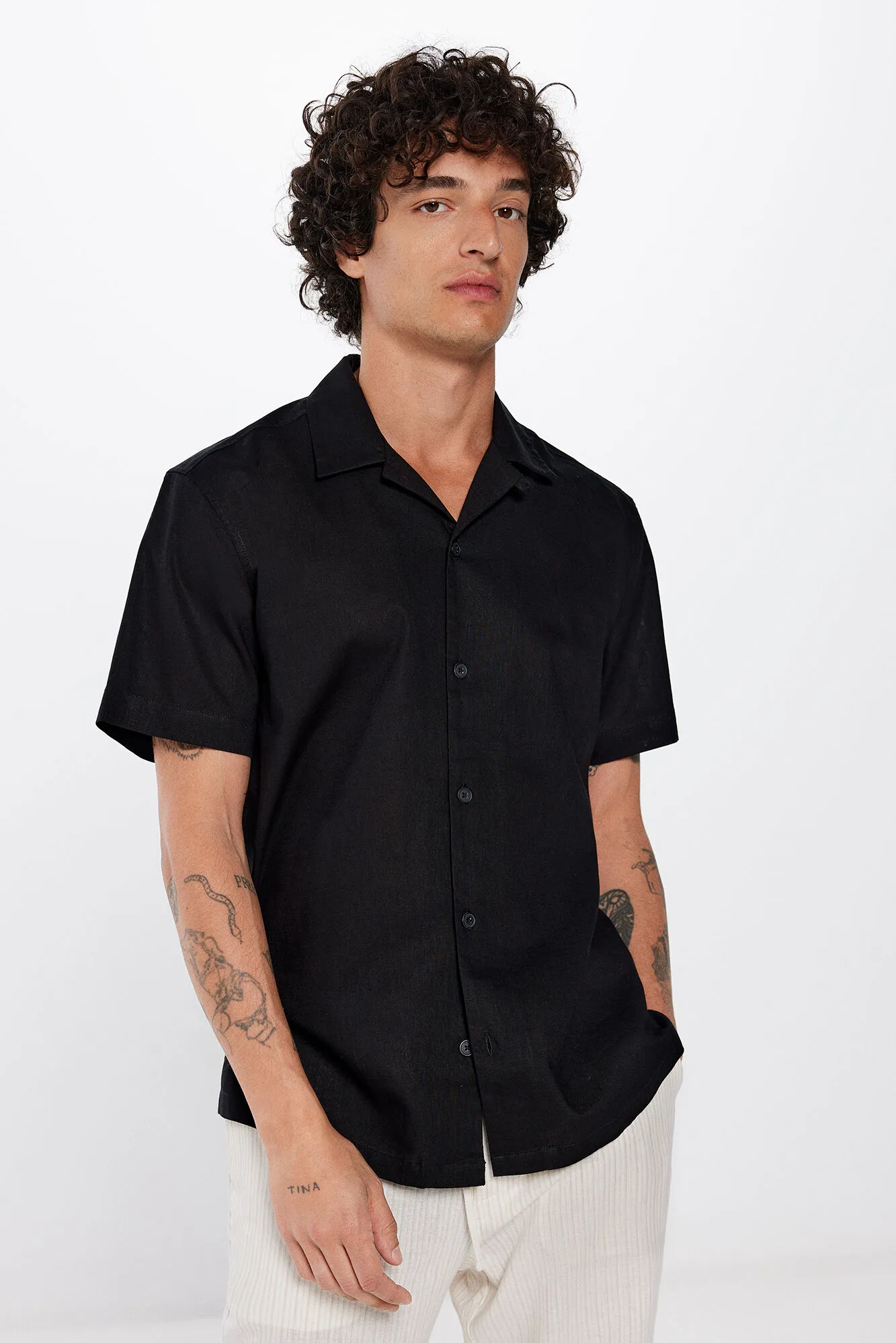 Camisa manga corta lino
