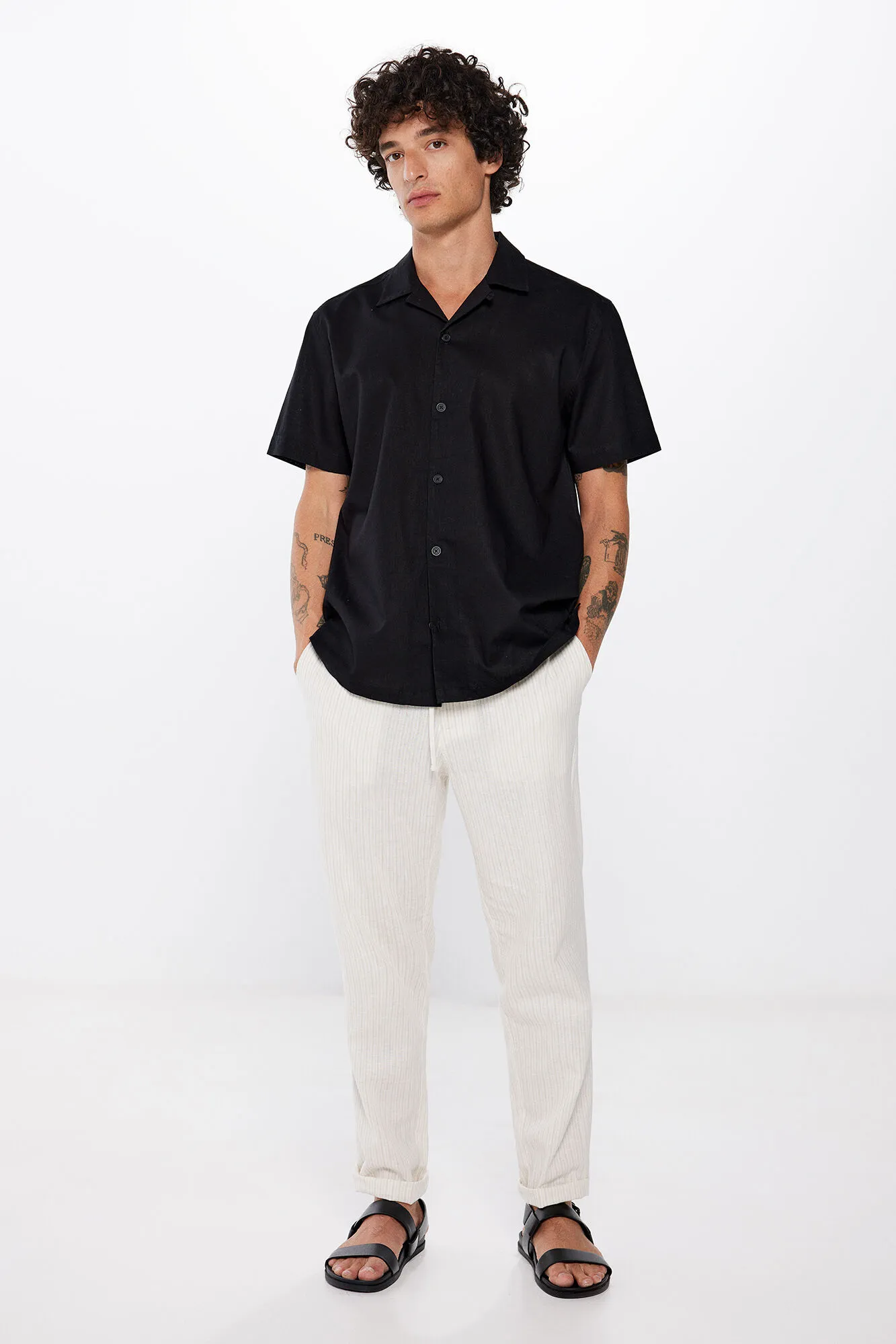 Camisa manga corta lino