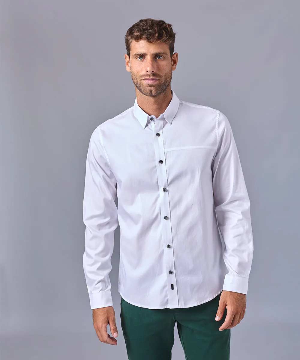 CAMISA MANGA LARGA CUELLO BUTTON DOWN OCULTO CLASSIC FIT BLANCO OI24