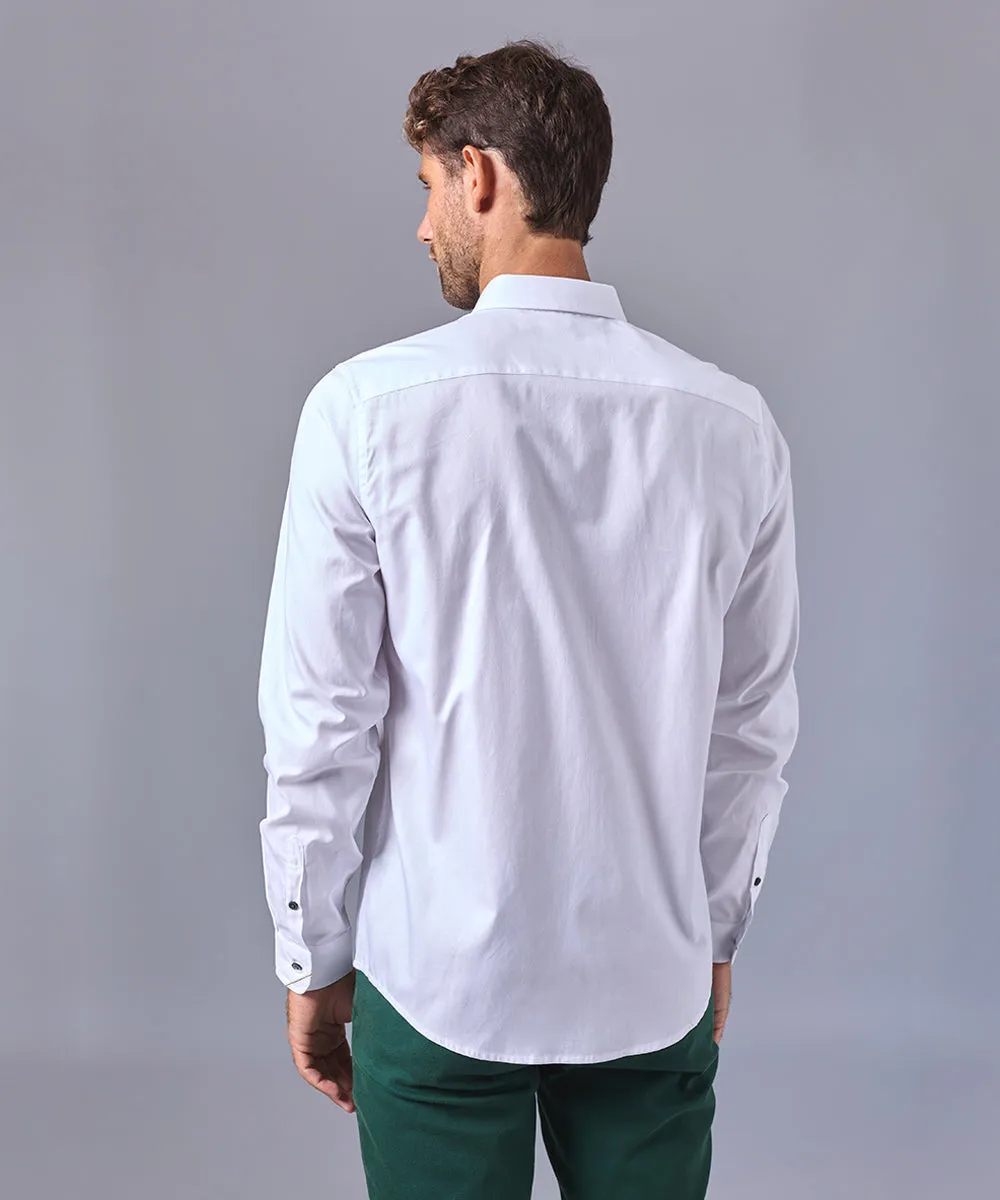 CAMISA MANGA LARGA CUELLO BUTTON DOWN OCULTO CLASSIC FIT BLANCO OI24