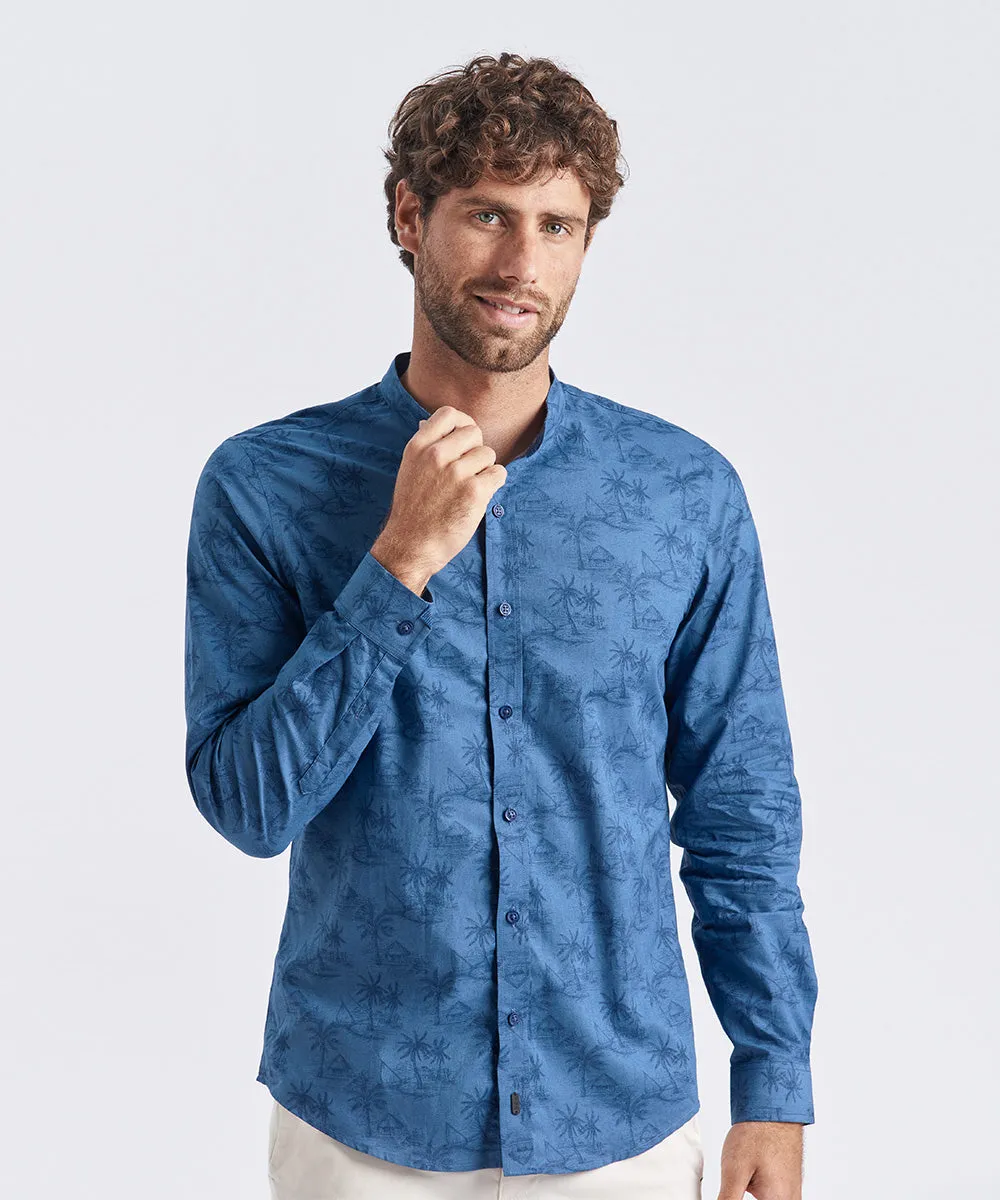 CAMISA MANGA LARGA CUELLO NERU CLASSIC FIT AZUL ESTAMPADO PV24