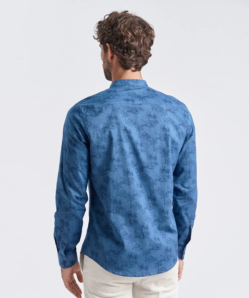 CAMISA MANGA LARGA CUELLO NERU CLASSIC FIT AZUL ESTAMPADO PV24