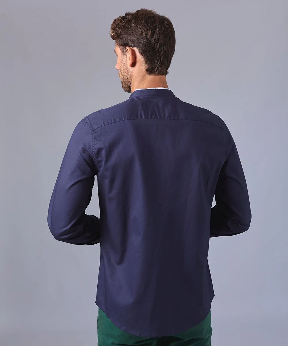 CAMISA MANGA LARGA CUELLO NERU DESMONTABLE  CLASSIC FIT AZUL MARINO OI24