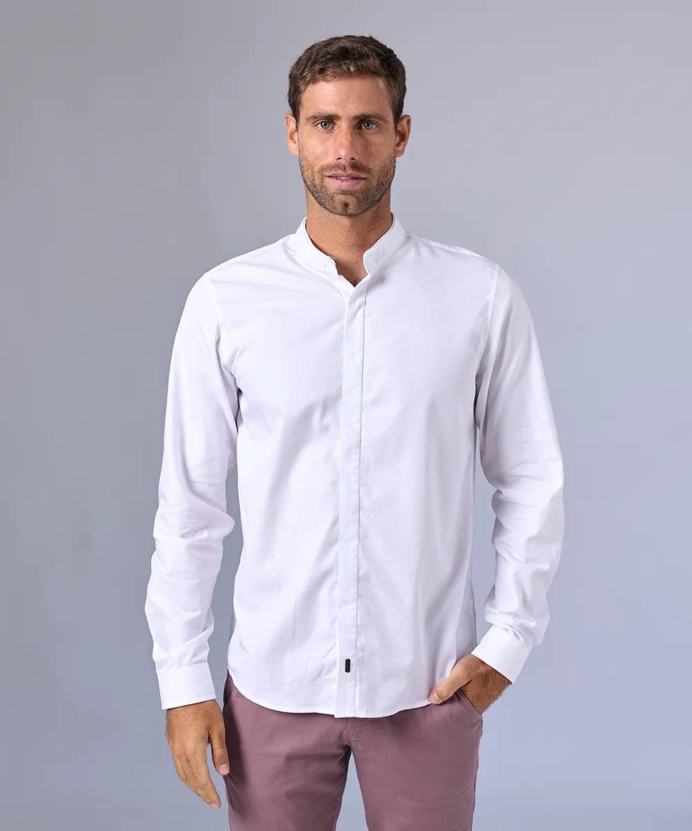 CAMISA MANGA LARGA CUELLO NERU DESMONTABLE CLASSIC FIT BLANCO C OI24