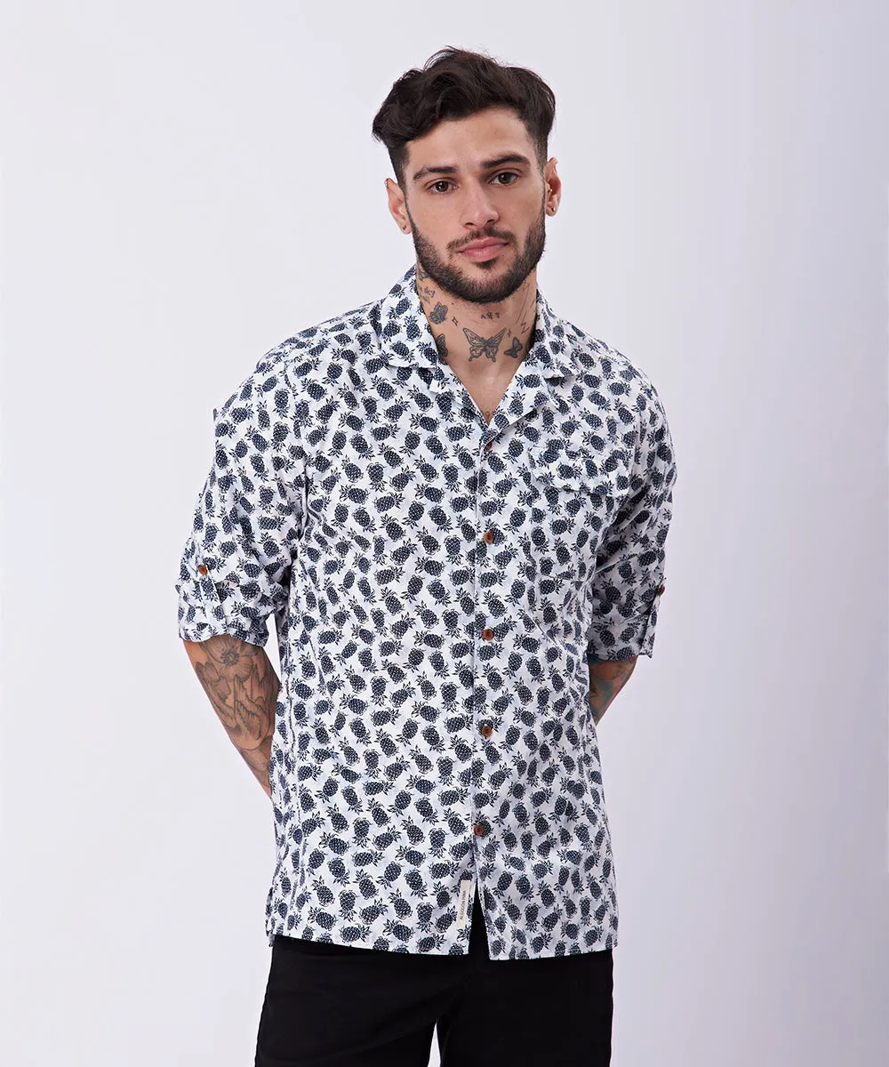 CAMISA MANGA LARGA CUELLO RESORT CON BOLSILLO ROLL UP CLASSIC FIT PV23 BE