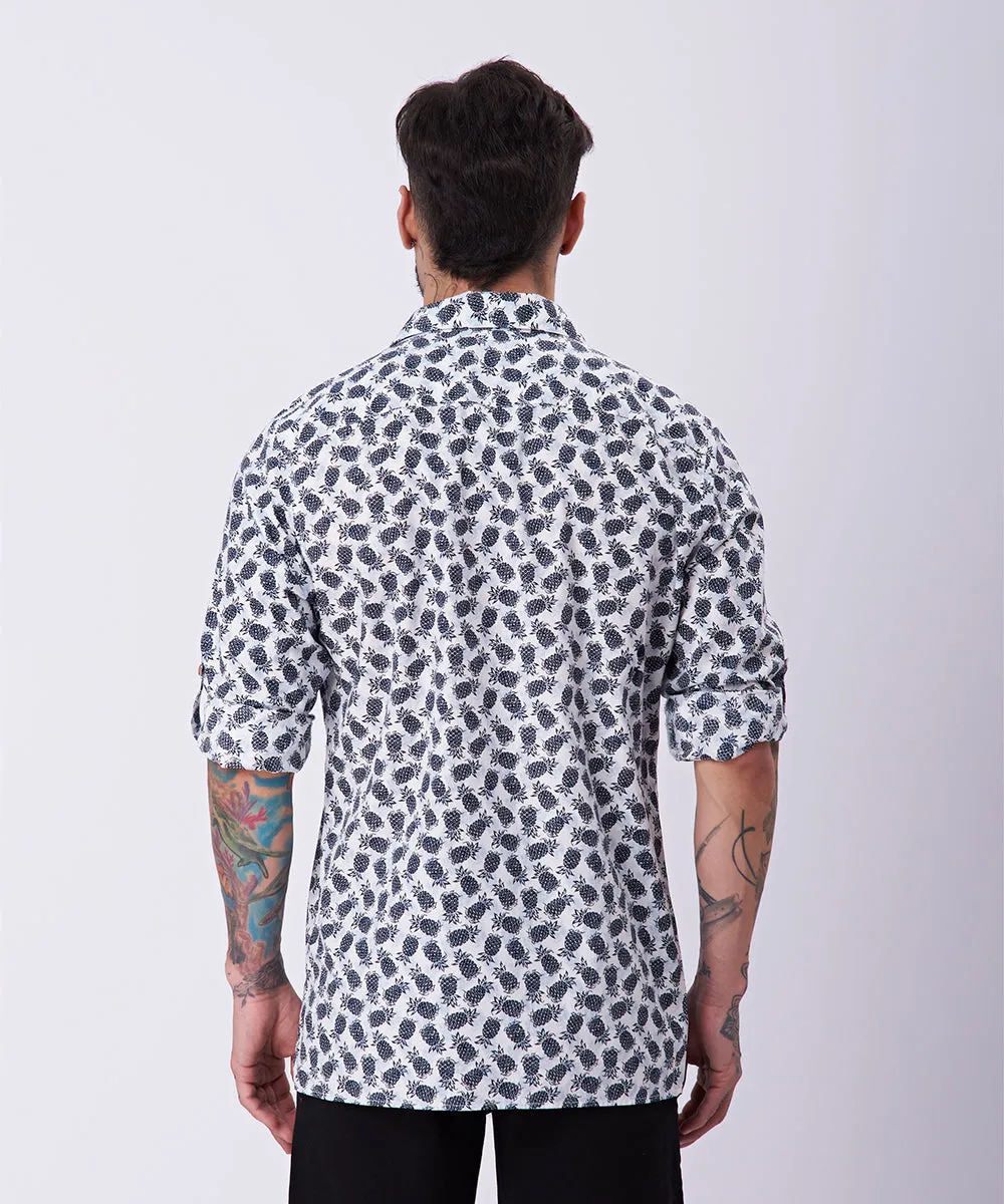 CAMISA MANGA LARGA CUELLO RESORT CON BOLSILLO ROLL UP CLASSIC FIT PV23 BE