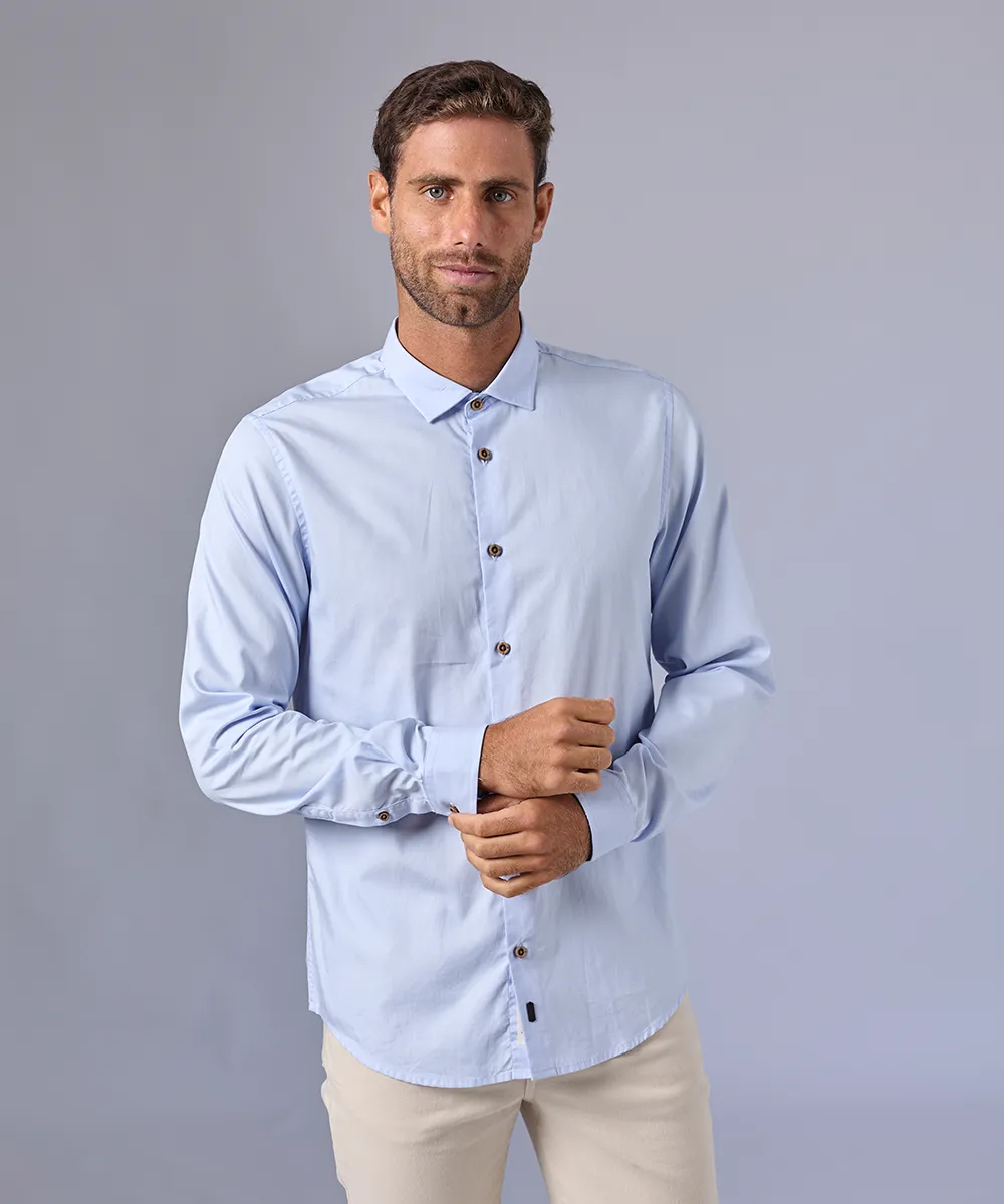 CAMISA MANGA LARGA OXFORD CUELLO SPREAD CLASSIC FIT CELESTE OI24