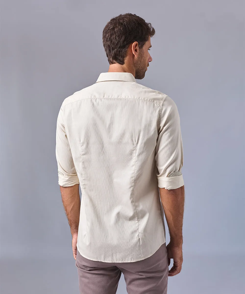 CAMISA MANGA LARGA PECHERA OJAL SLIM FIT BEIGE OI24