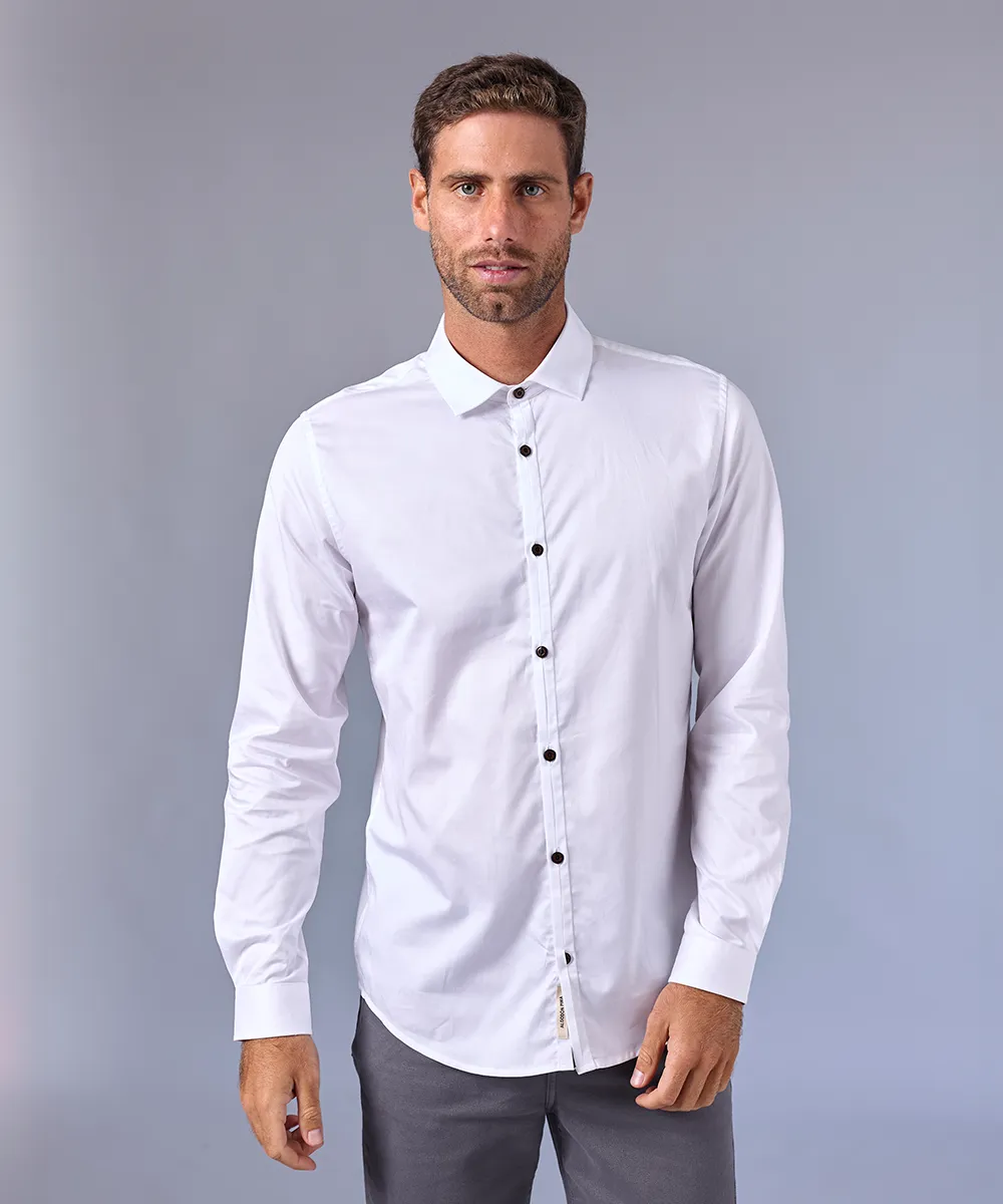 CAMISA MANGA LARGA PECHERA OJAL SLIM FIT BLANCO C OI24