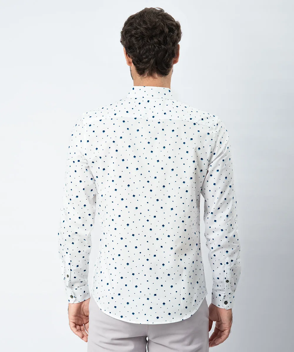 CAMISA ML CLASSIC FIT BUTTON DOWN OCULTO OI23 BLANCO ESTAMPADO
