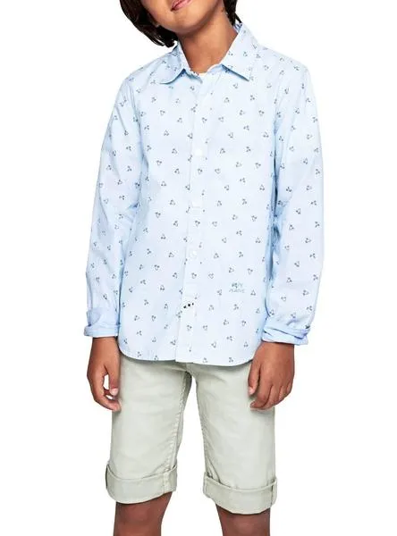 camisa pepe jeans steve azul para niño