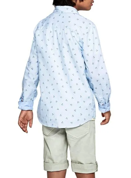 camisa pepe jeans steve azul para niño