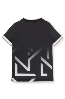 Camiseta de cuello en pico para niños con ilustración en tono degradado