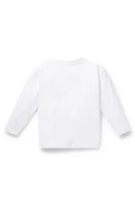 Camiseta de manga larga de algodón para niños con logo de efecto reluciente
