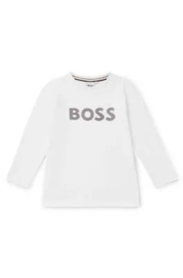 Camiseta de manga larga para niños en algodón con logo de puntos de silicona