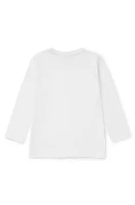 Camiseta de manga larga para niños en algodón con logo de puntos de silicona