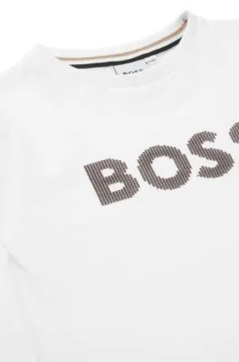 Camiseta de manga larga para niños en algodón con logo de puntos de silicona