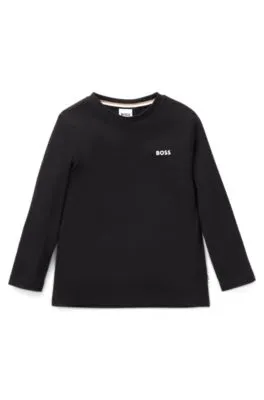 Camiseta de manga larga para niños en algodón con logo estampado