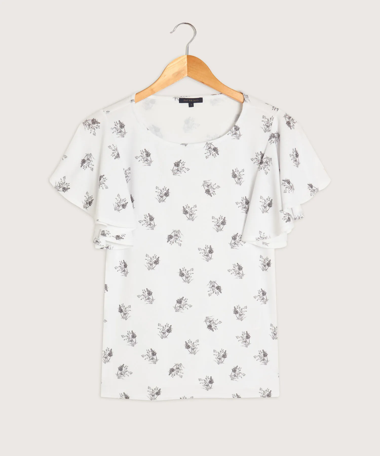 CAMISETA ESTAMPADA CUELLO REDONDO CON MANGA VOLADA