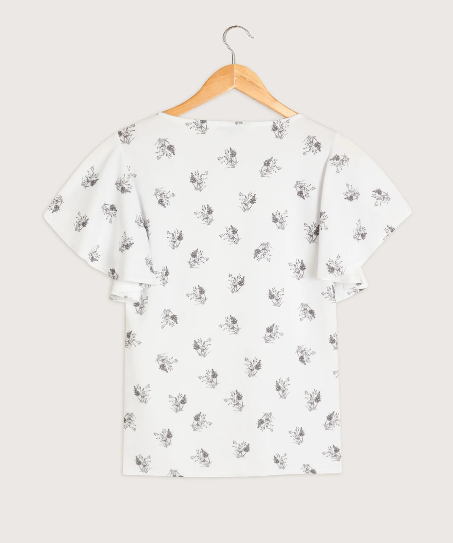 CAMISETA ESTAMPADA CUELLO REDONDO CON MANGA VOLADA