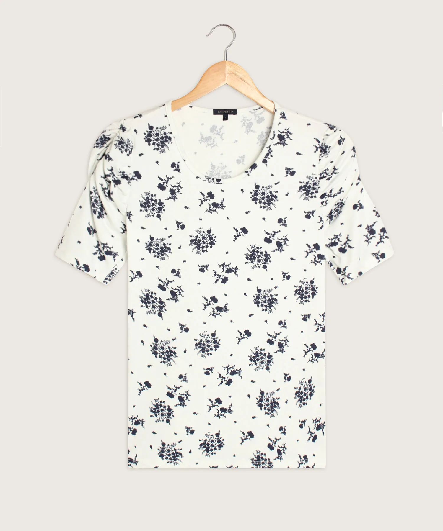 CAMISETA ESTAMPADA MANGA CORTA CON RUCHE